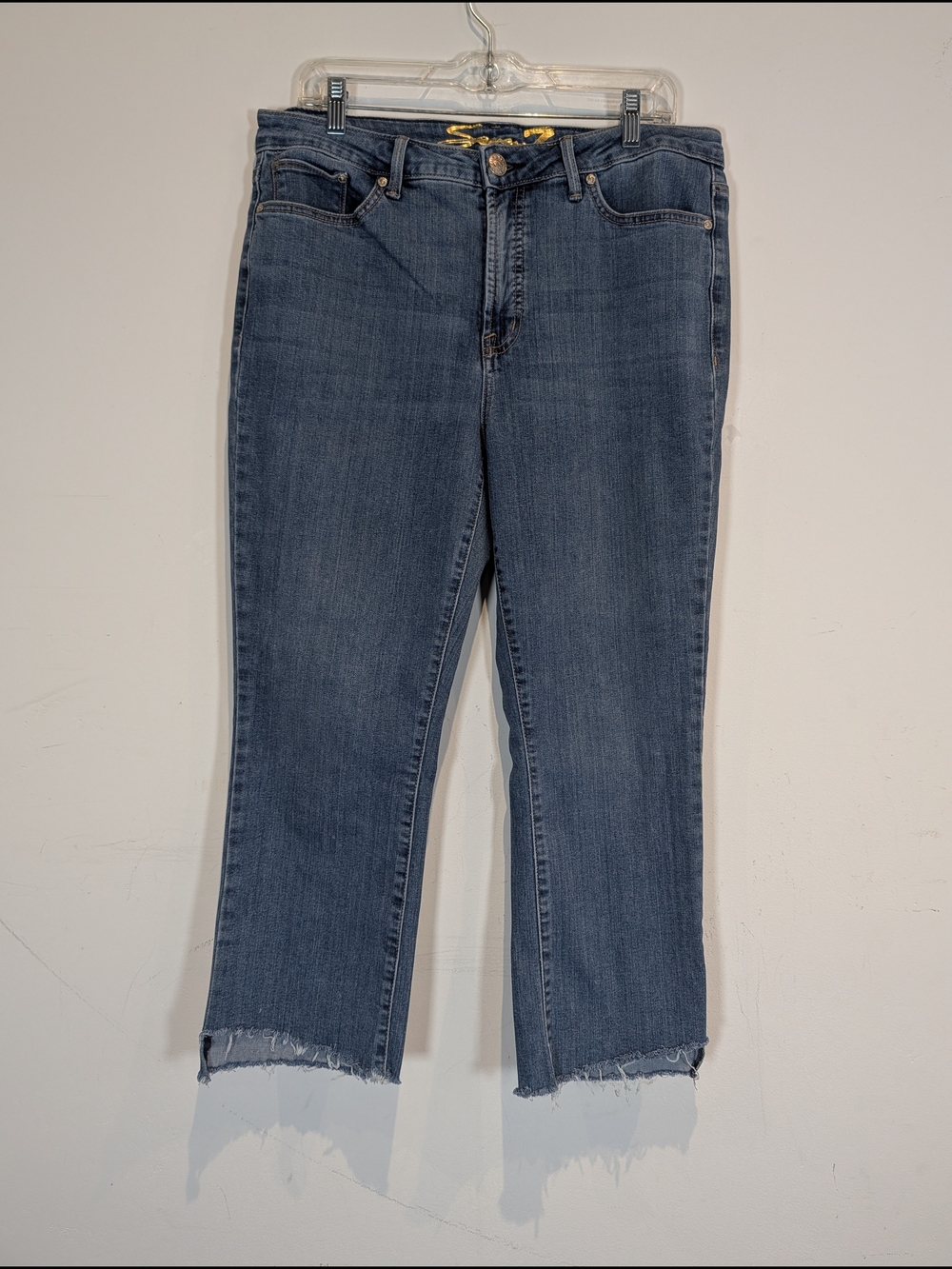 Seven7 Blue Cropped Raw-Hem FASHION Jeans, Size 12